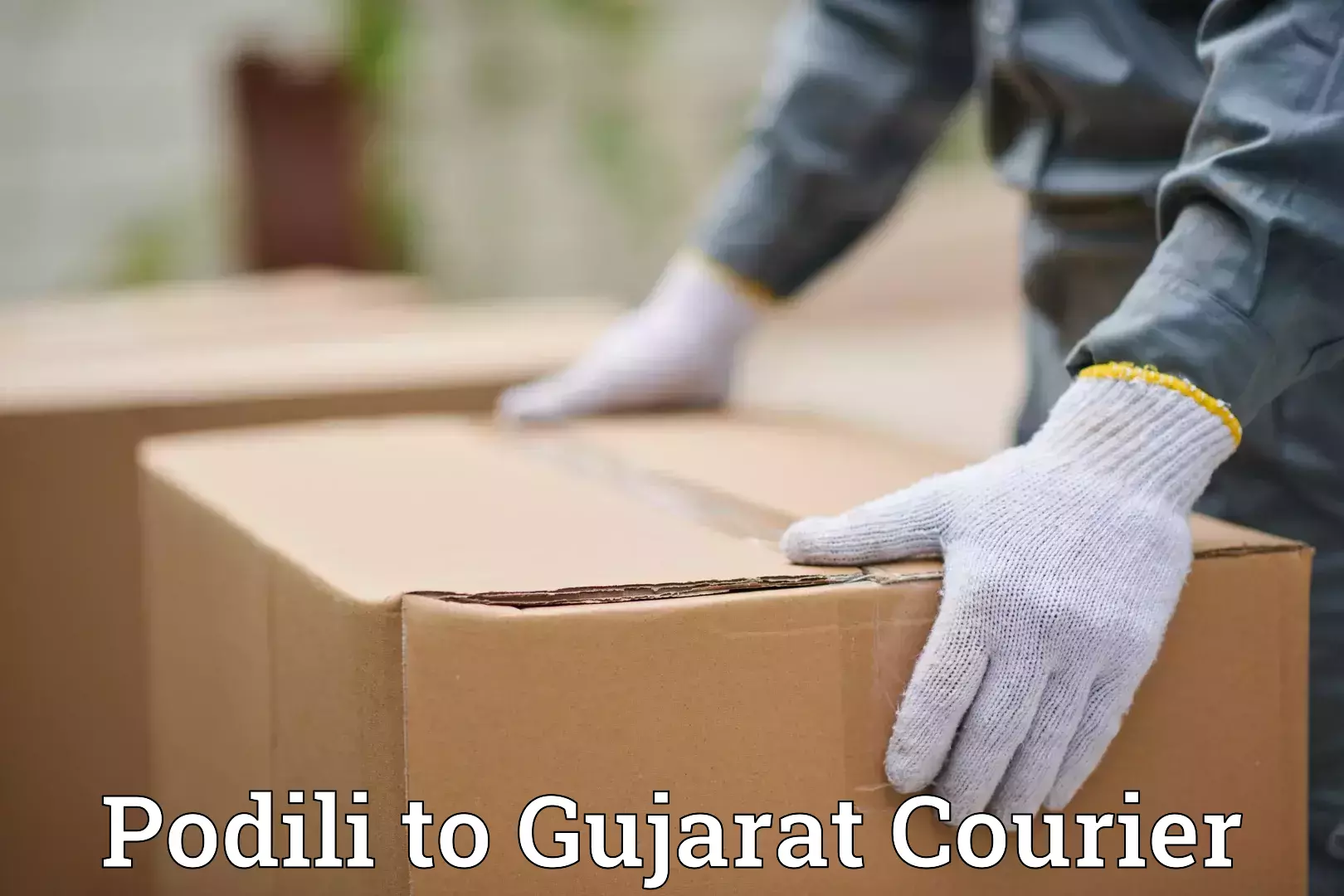 Online household goods transport Podili to Gujarat