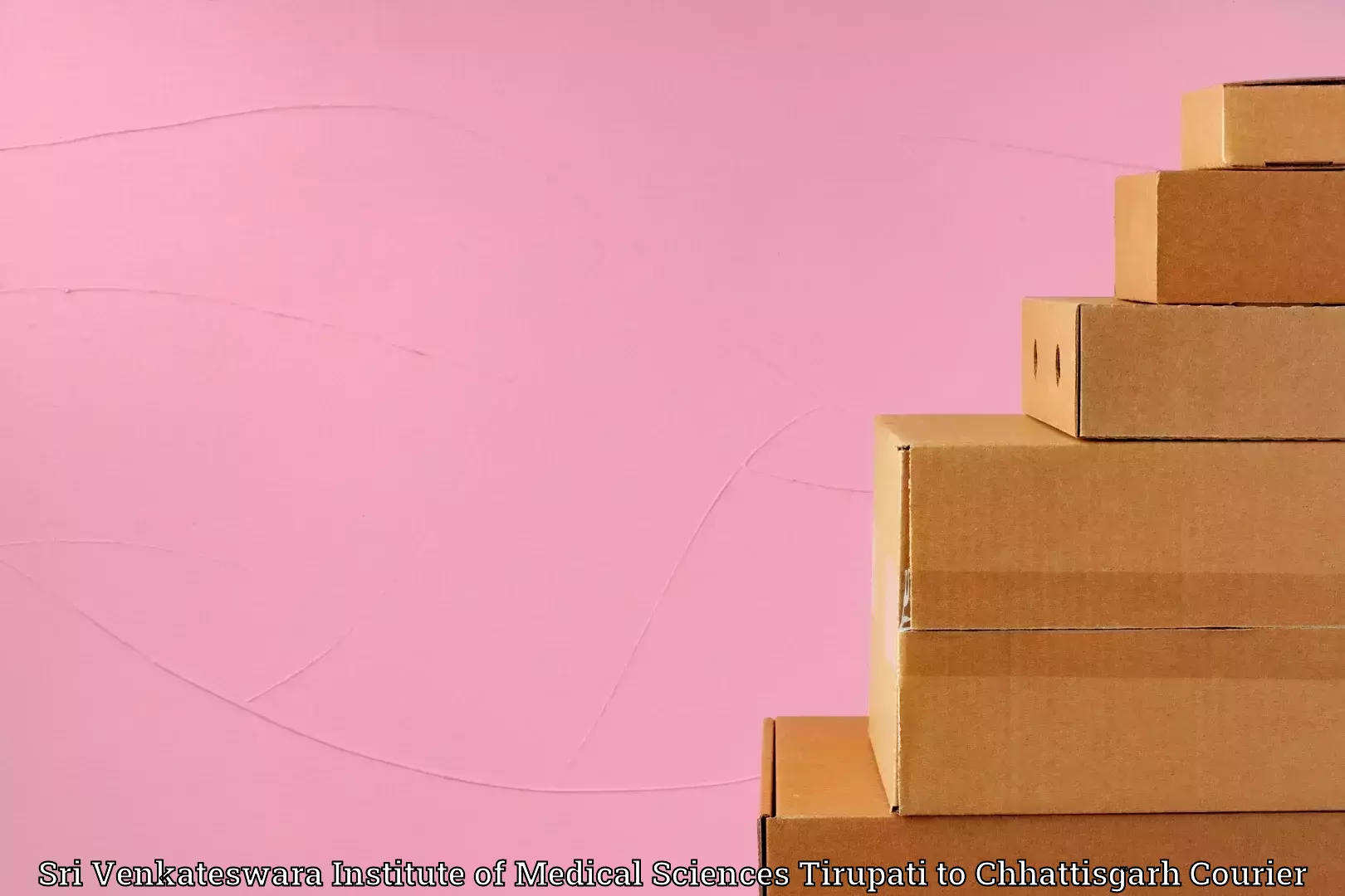 Household shifting services in Sri Venkateswara Institute of Medical Sciences Tirupati to Raigarh Chhattisgarh